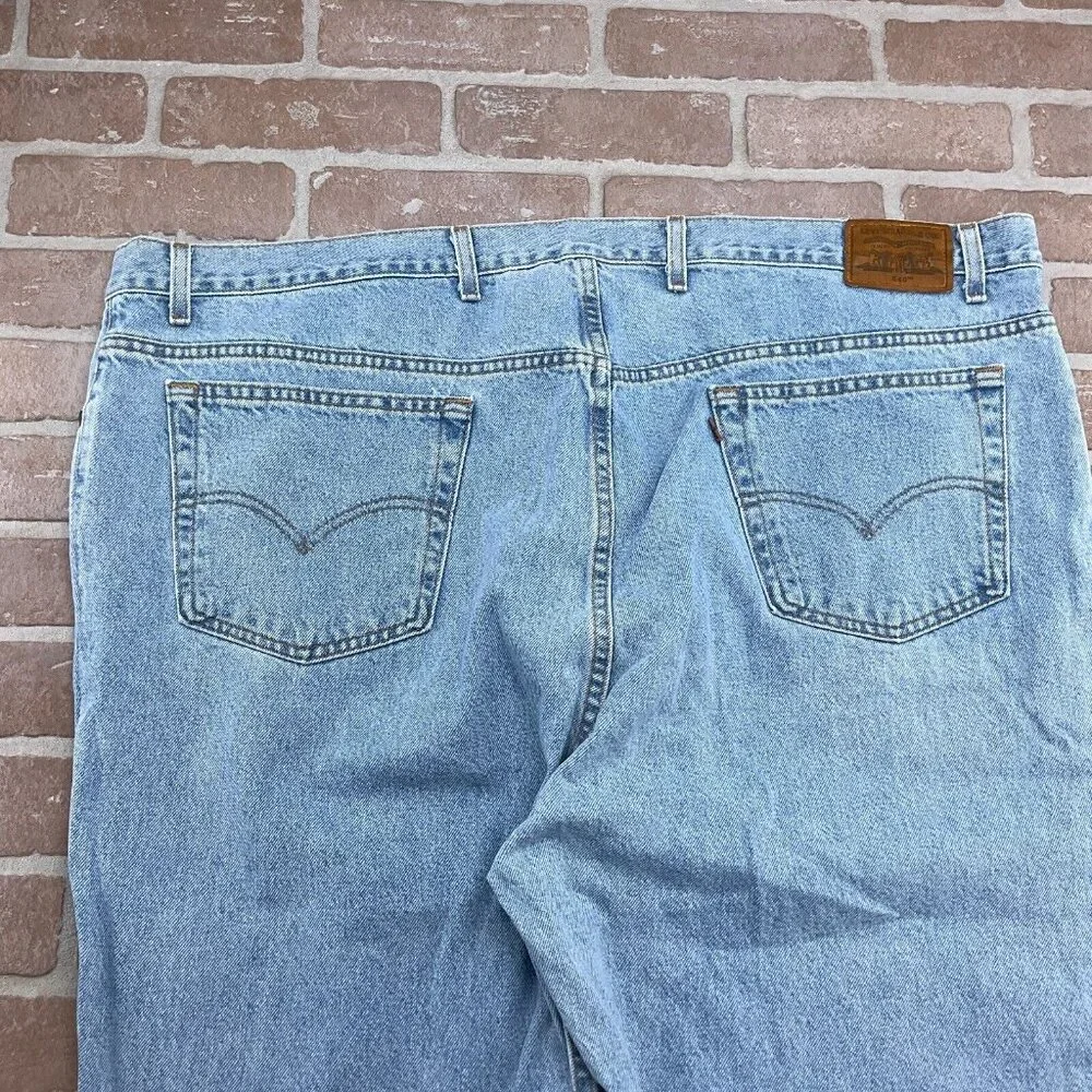 Levis 540 Jeans Men 52W x 30L Actual 49Wx 28L‎ Blue Relaxed Black Bat Wing USA
